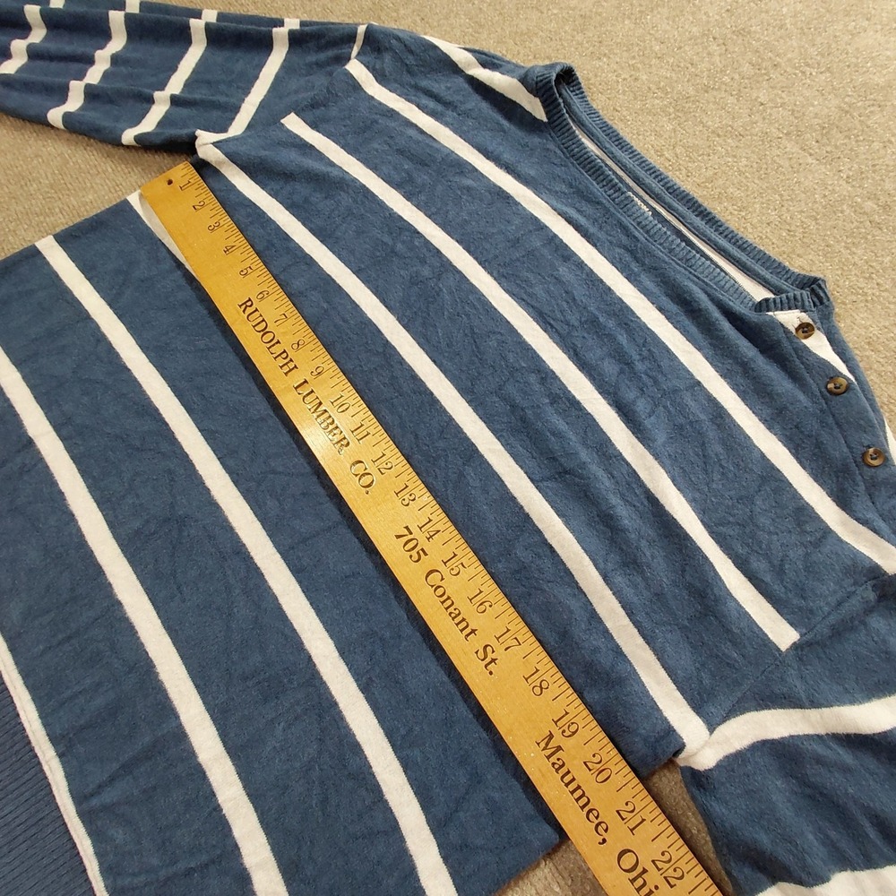 Sonoma Boat Neck Blue Stripe Sweater Pullover Women L Knit Long Sleeve Coastal - Picture 4 of 12